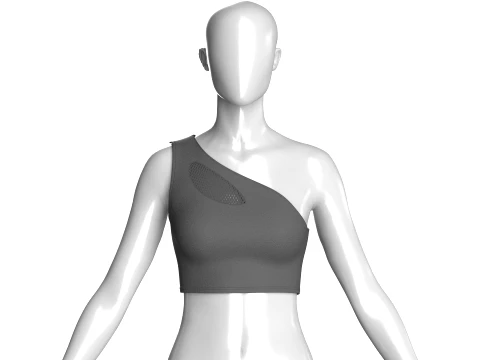 Girls One Shoulder Mesh Cutout Sports Bra 3D Model