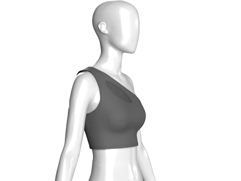 Girls One Shoulder Mesh Cutout Sports Bra 3D Model