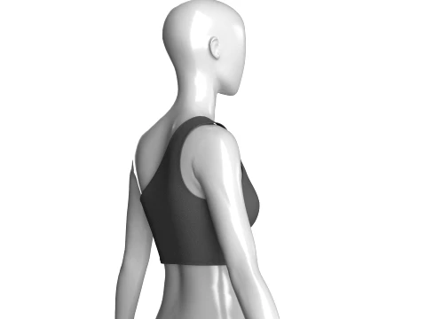 Girls One Shoulder Mesh Cutout Sports Bra 3D Model