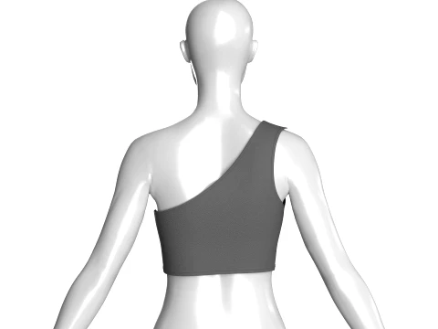 Girls One Shoulder Mesh Cutout Sports Bra 3D Model