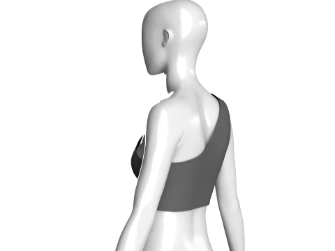 Girls One Shoulder Mesh Cutout Sports Bra 3D Model