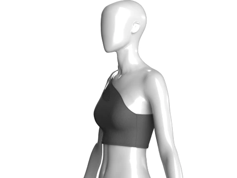 Girls One Shoulder Mesh Cutout Sports Bra 3D Model
