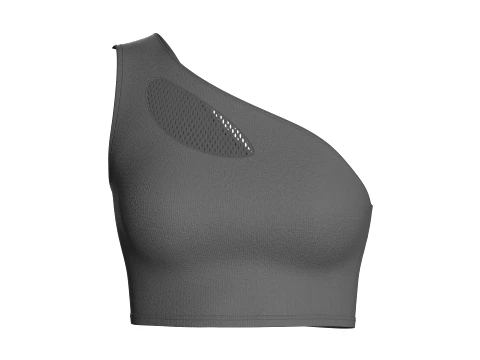 Girls One Shoulder Mesh Cutout Sports Bra 3D Model