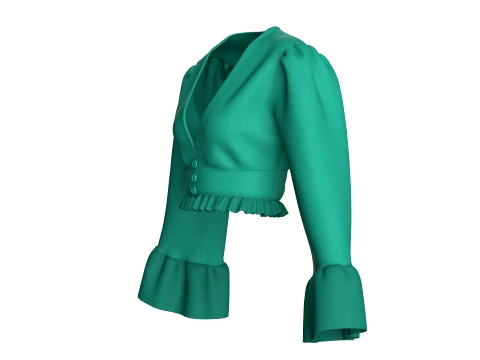 Girls V-Neck Peplum Flounce Sleeve Crop Top 3D Model