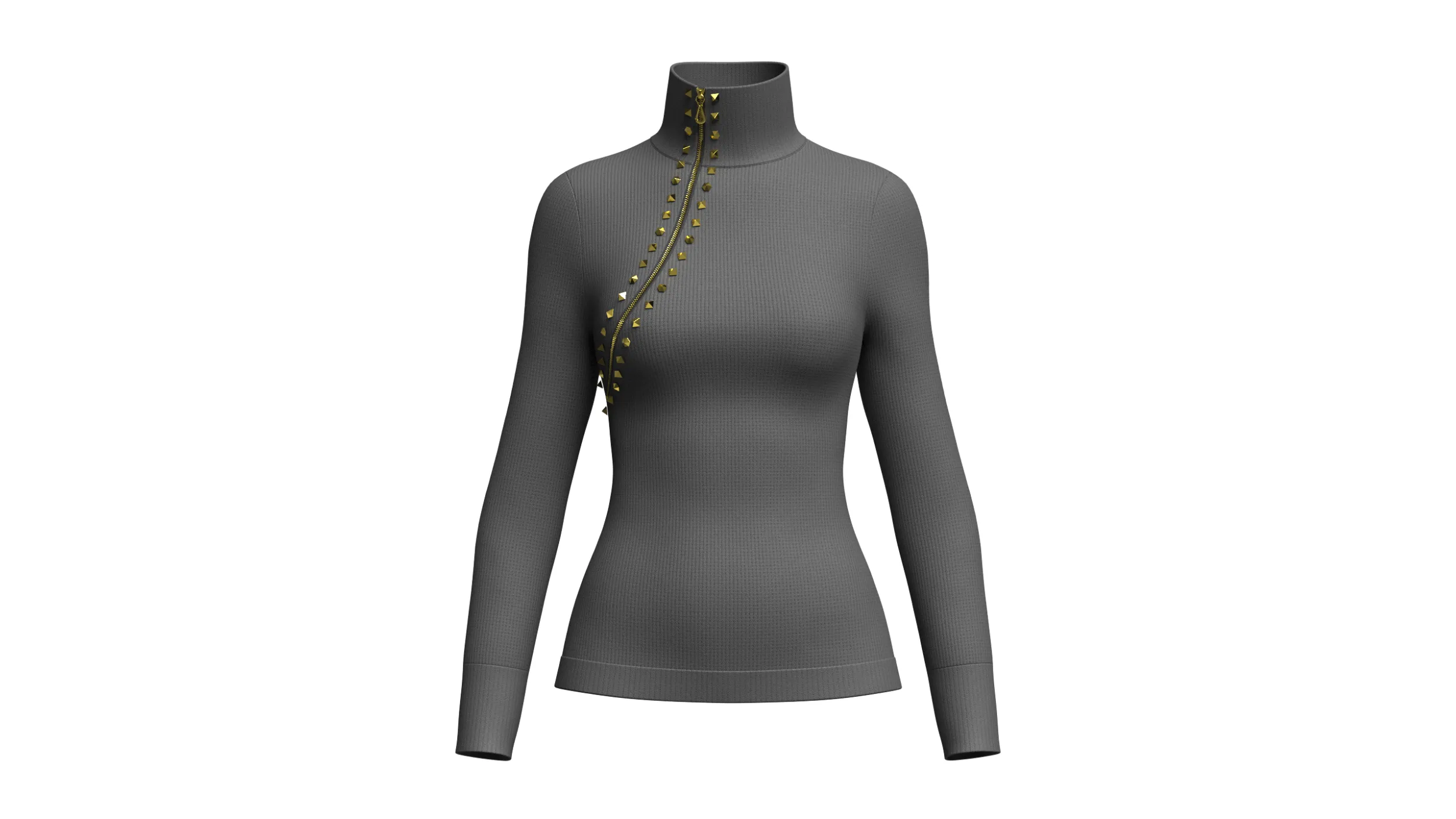 Girls Diagonal Zip High-Neck Sweater 3D Model .c4d .max .obj .3ds .fbx .stl .blend 