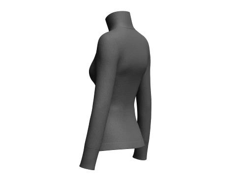 Girls Diagonal Zip High-Neck Sweater 3D Model