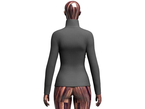 Girls Diagonal Zip High-Neck Sweater 3D Model