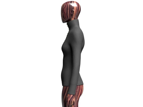 Girls Diagonal Zip High-Neck Sweater 3D Model