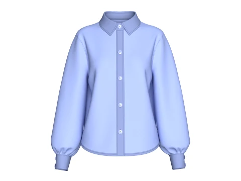 Girls Lantern Sleeve Button-Up Shirt 3D Model