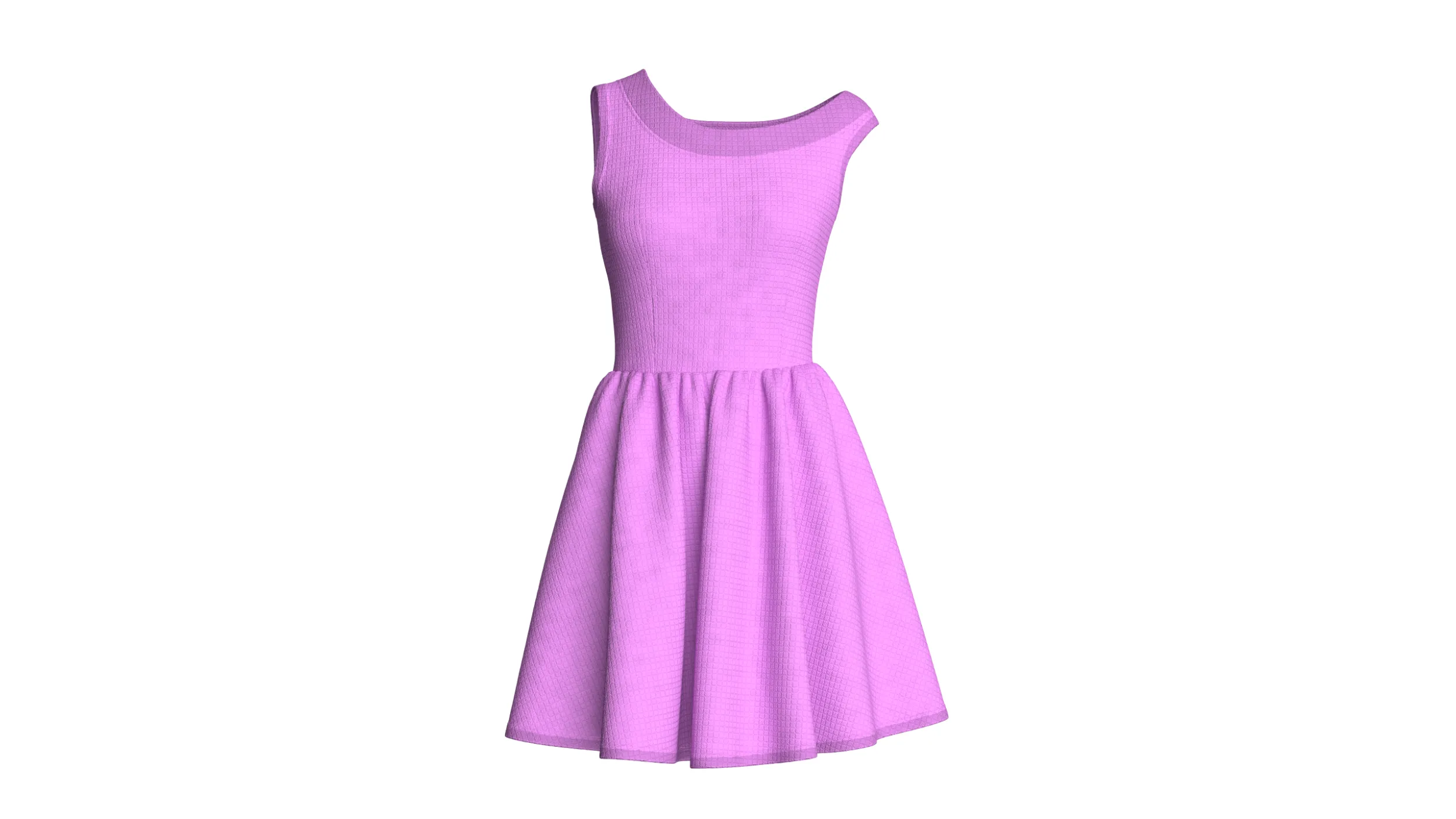 Girls Neckline Sleeveless A Line Mini Dress 3D Model .c4d .max .obj .3ds .fbx .stl .blend 