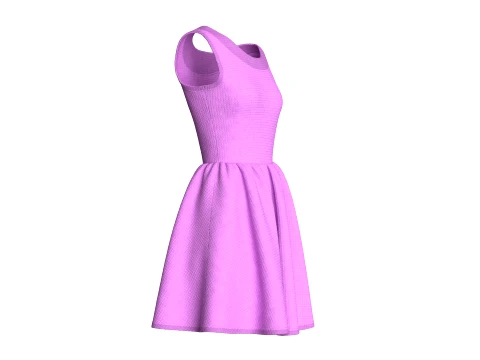 Girls Neckline Sleeveless A Line Mini Dress 3D Model