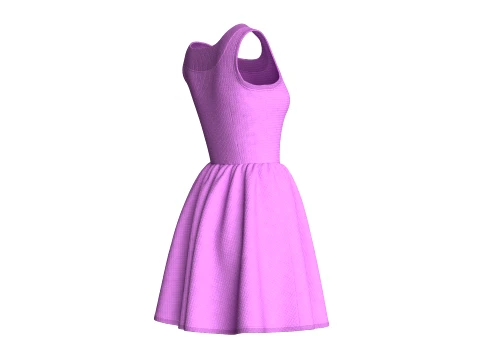 Girls Neckline Sleeveless A Line Mini Dress 3D Model