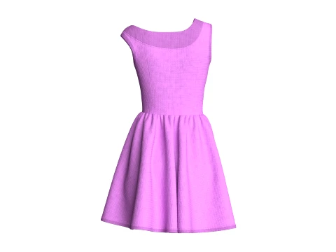 Girls Neckline Sleeveless A Line Mini Dress 3D Model