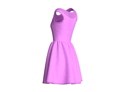 Girls Neckline Sleeveless A Line Mini Dress 3D Model
