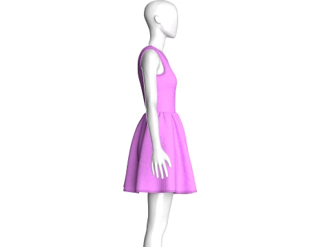 Girls Neckline Sleeveless A Line Mini Dress 3D Model