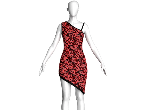 Girls Printed Mini Dress 3D Model