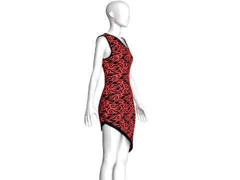 Girls Printed Mini Dress 3D Model