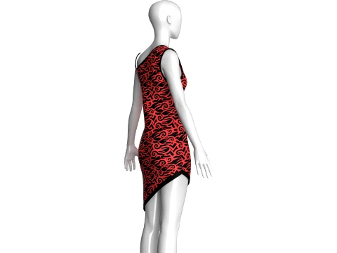 Girls Printed Mini Dress 3D Model