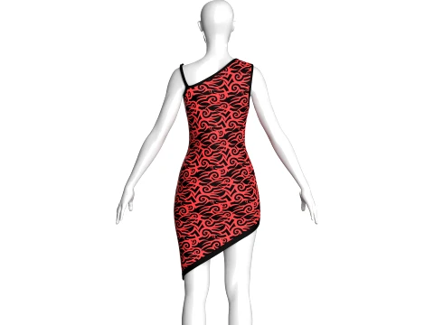 Girls Printed Mini Dress 3D Model