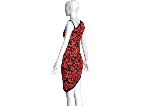 Girls Printed Mini Dress 3D Model