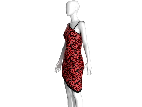 Girls Printed Mini Dress 3D Model