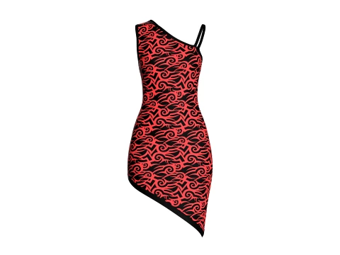 Girls Printed Mini Dress 3D Model