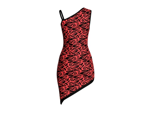 Girls Printed Mini Dress 3D Model