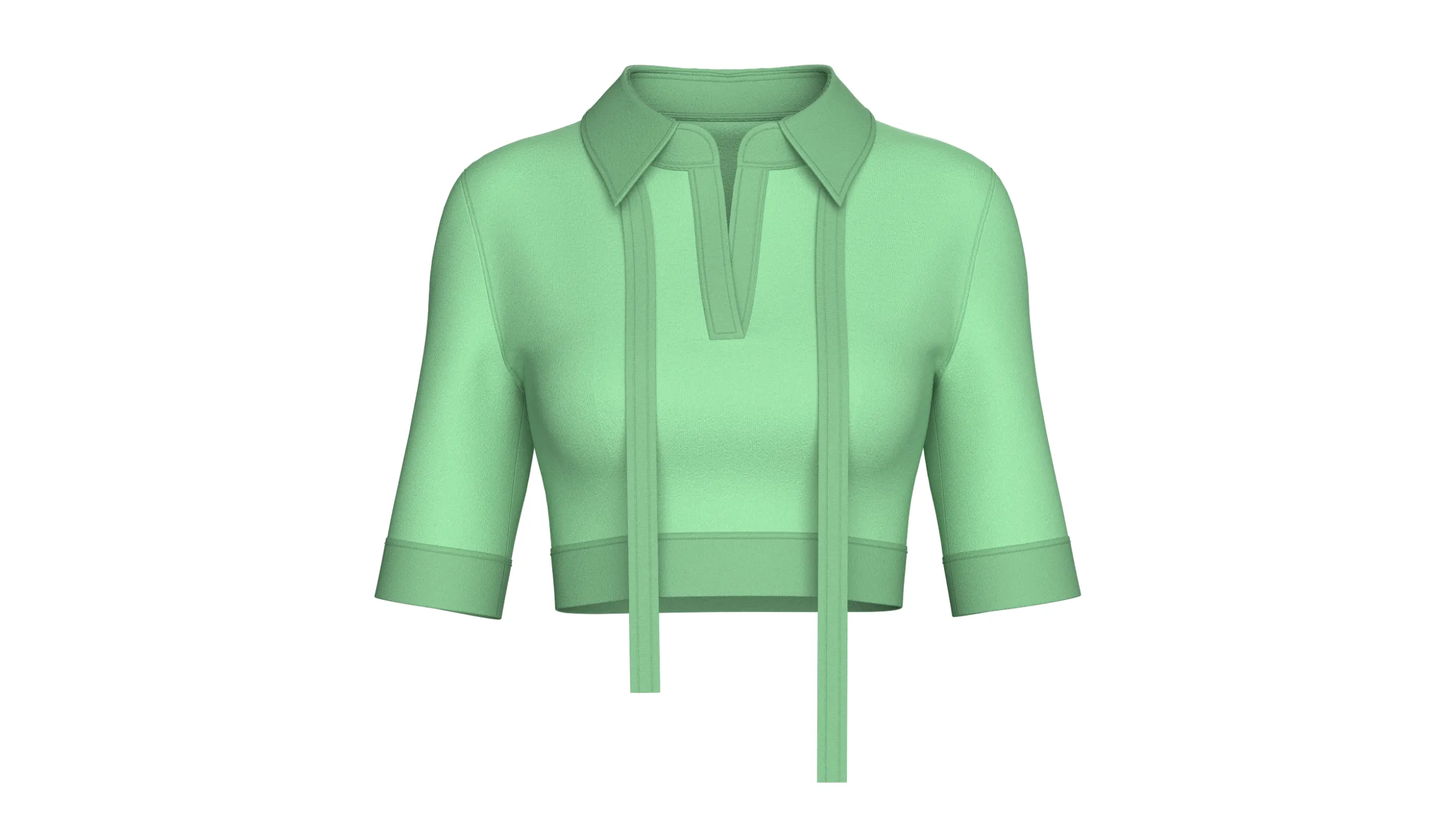 Girls Open Collar Tie Detail Crop Polo Top 3D Model .c4d .max .obj .3ds .fbx .stl .blend 