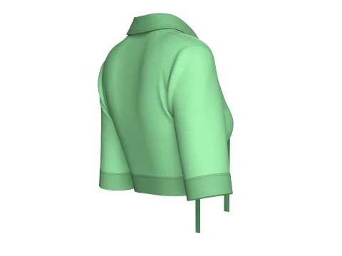 Girls Open Collar Tie Detail Crop Polo Top 3D Model