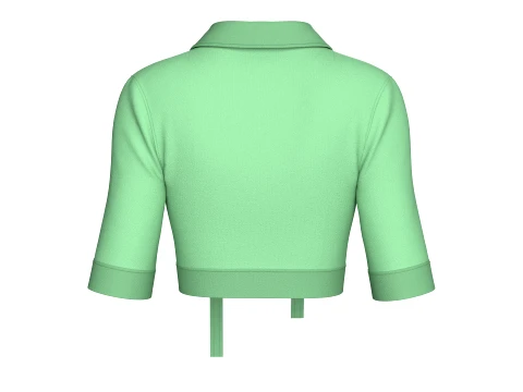 Girls Open Collar Tie Detail Crop Polo Top 3D Model