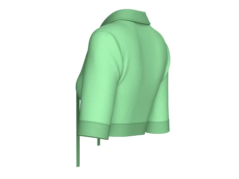 Girls Open Collar Tie Detail Crop Polo Top 3D Model