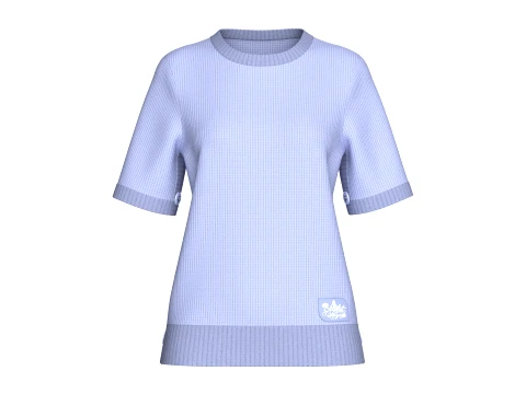 Girls Ribbed Short Sleeve Side Button Slit Sweater 3D Model