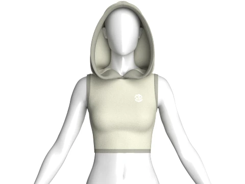 Girls Sleeveless Hooded Crop Top 3D Model