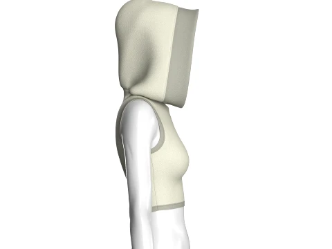 Girls Sleeveless Hooded Crop Top 3D Model