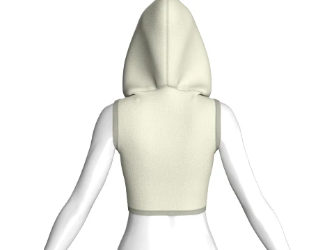 Girls Sleeveless Hooded Crop Top 3D Model