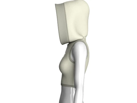 Girls Sleeveless Hooded Crop Top 3D Model