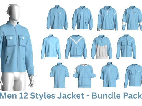 Men 12 Styles Jacket - Bundle Pack Model 3D