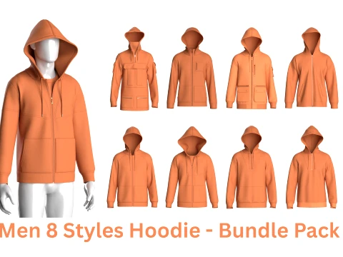 Men 8 Styles Hoodie - Bundle Pack Model 3D