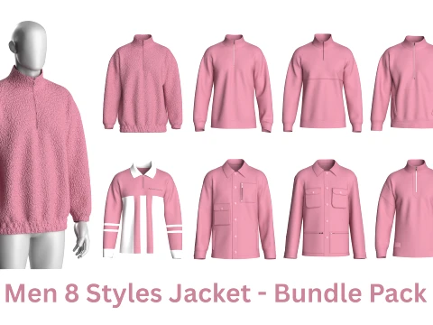 Men 8 Styles Jacket - Bundle Pack Model 3D