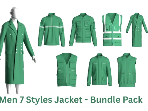 Men 7 Styles Jacket - Bundle Pack Model 3D