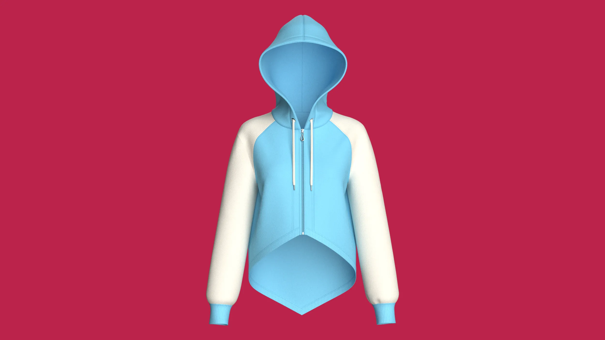 Girls High Low Raglan Zip-Up Hoodie 3D Model .c4d .max .obj .3ds .fbx .stl .blend