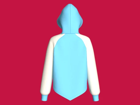 Girls High Low Raglan Zip-Up Hoodie 3D Model