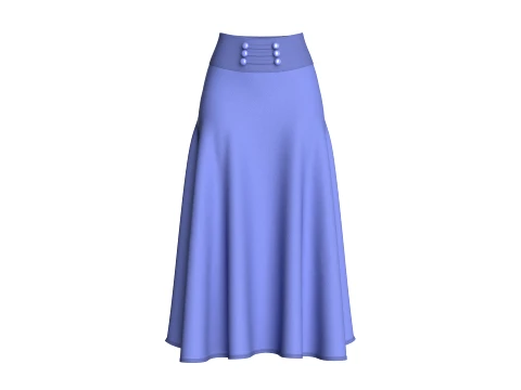 Girls Slate Button Skirt 3D Model