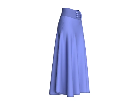 Girls Slate Button Skirt 3D Model