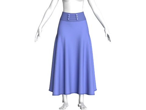 Girls Slate Button Skirt 3D Model