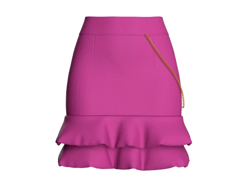 Girls Ruffle Skirt With Chain 3D Model