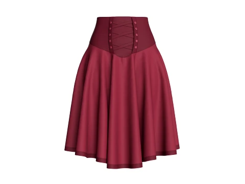 Girls Lace-Up Corset High Waist Skirt 3D Model
