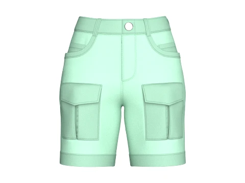Girls High-Rise Flap Cargo Pocket Shorts 3D Model
