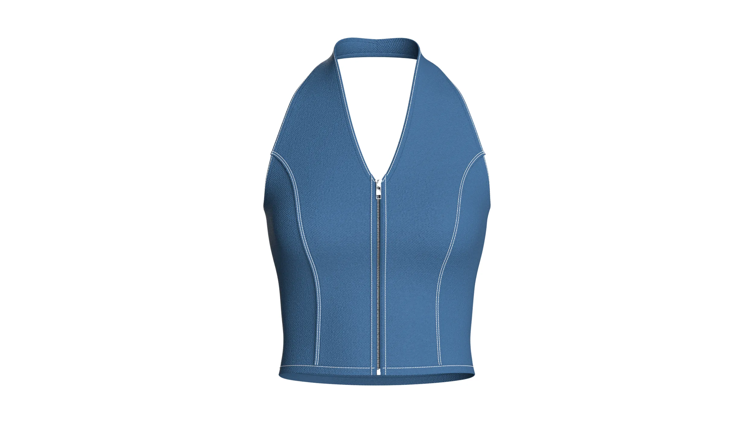 Girls Denim Halter Neck Crop Top 3D Model .c4d .max .obj .3ds .fbx .stl .blend