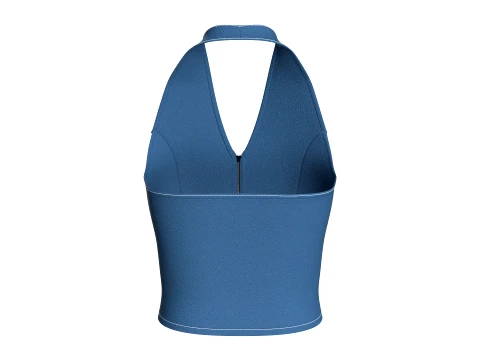 Girls Denim Halter Neck Crop Top 3D Model